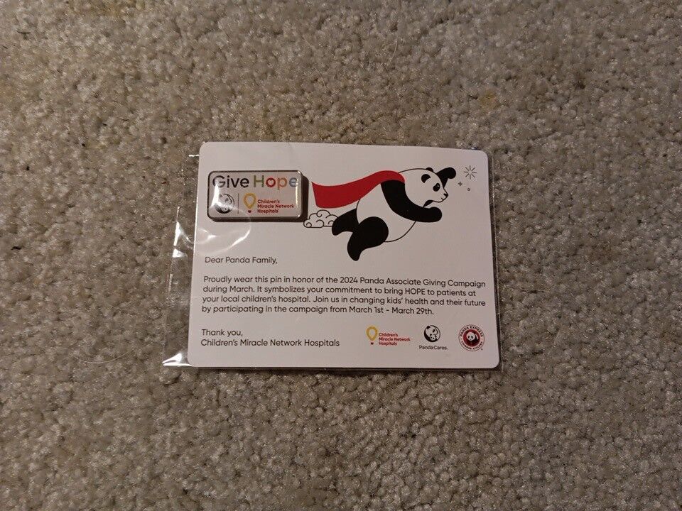 Panda Express Hat Pins Children's Miracle Network Hospital Pin Charity Give Hope
