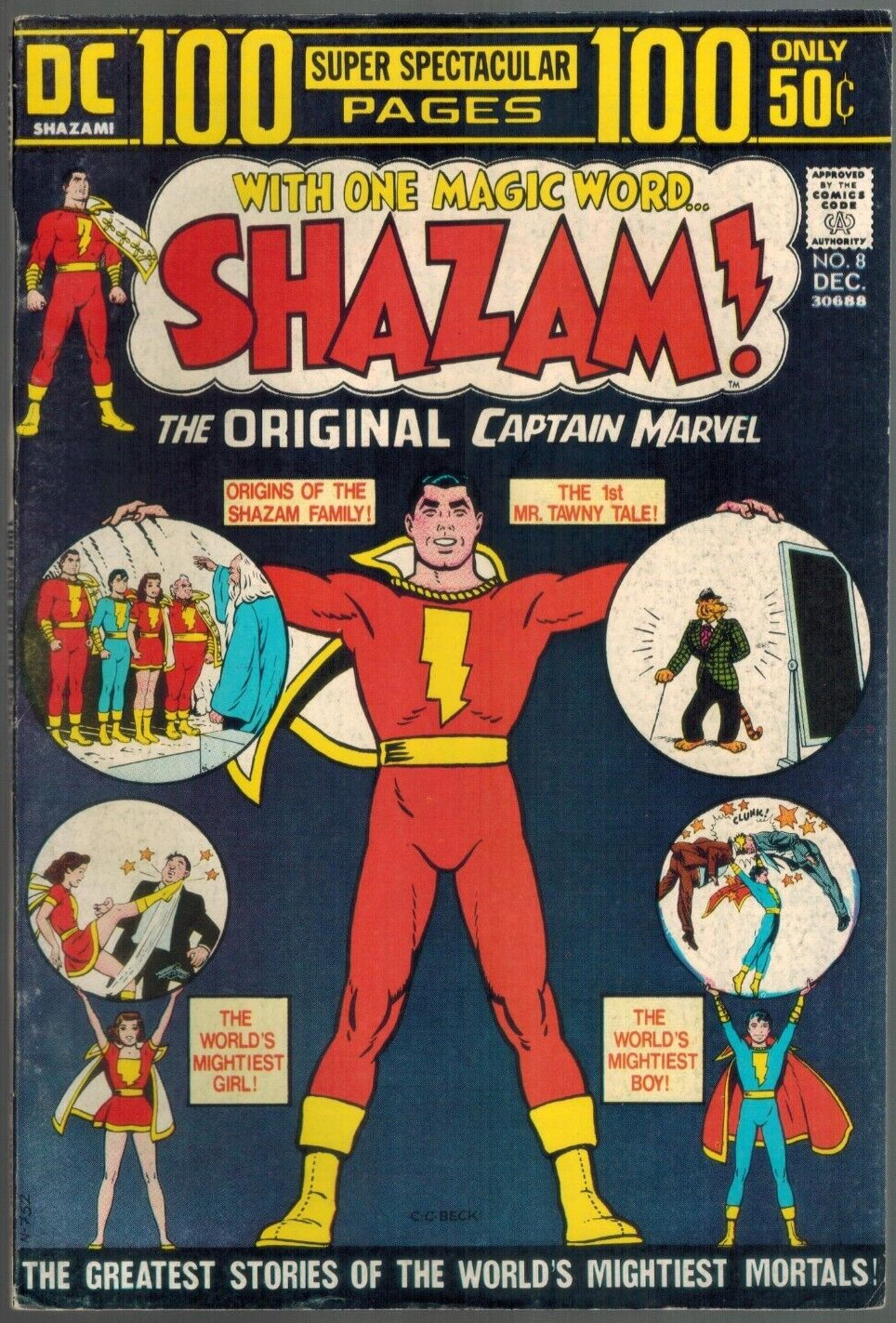 SHAZAM  8 100 pg Giant reprinting 1st Black Adam, Mary Marvel Fine+ DC Comic