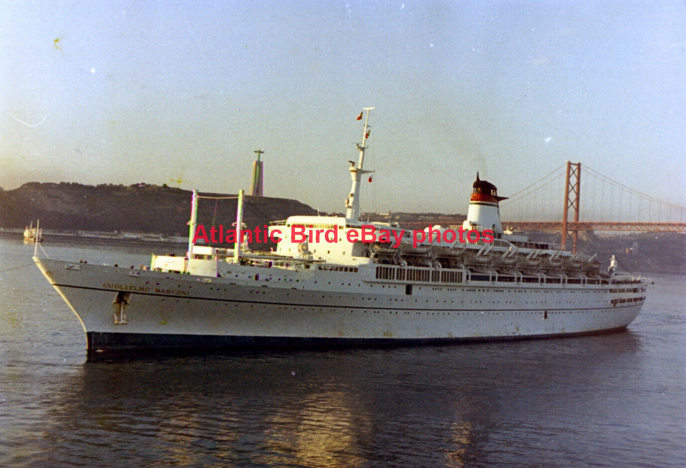 Italian Line - Passenger liner GUGLIELMO MARCONI - Rare photo at Lisbon in 1976