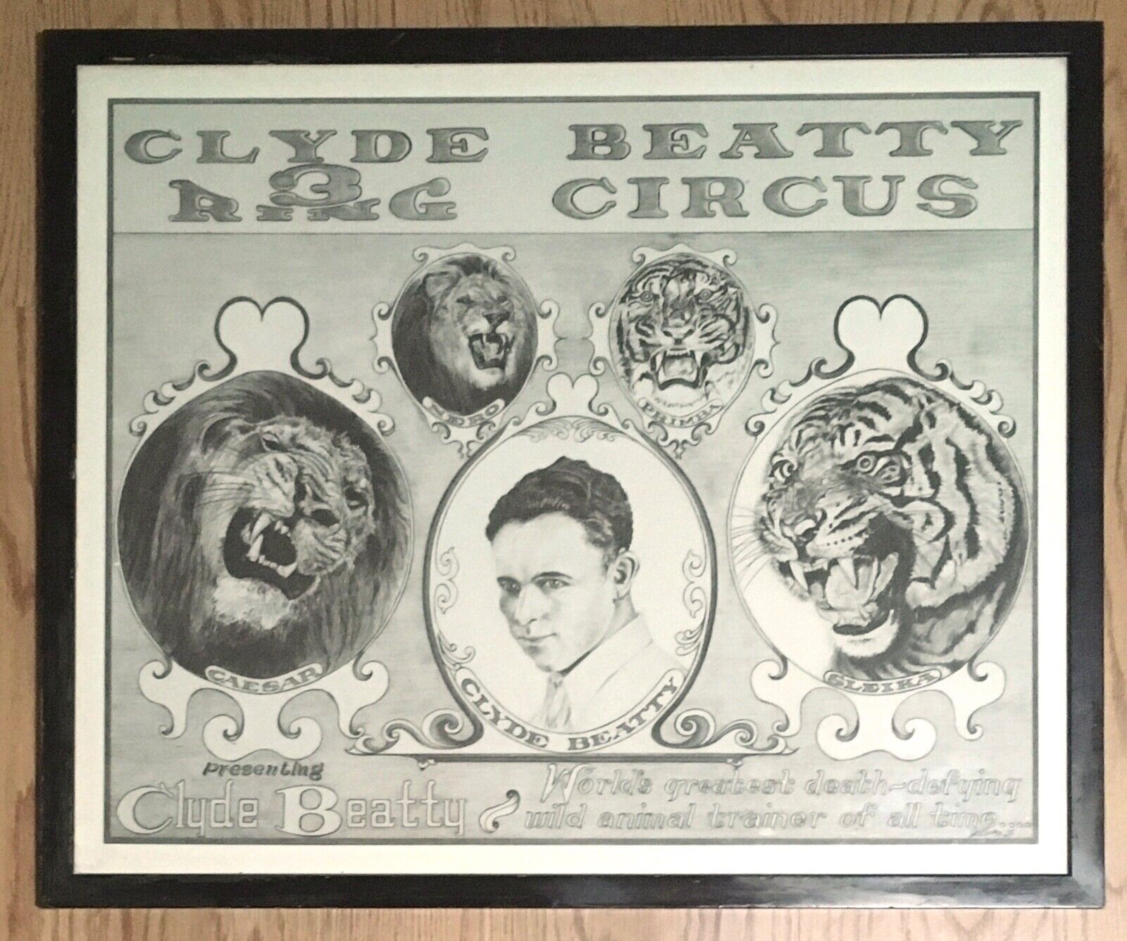 Vintage Framed Clyde Beatty Circus Poster Design by Jerry Booker 20