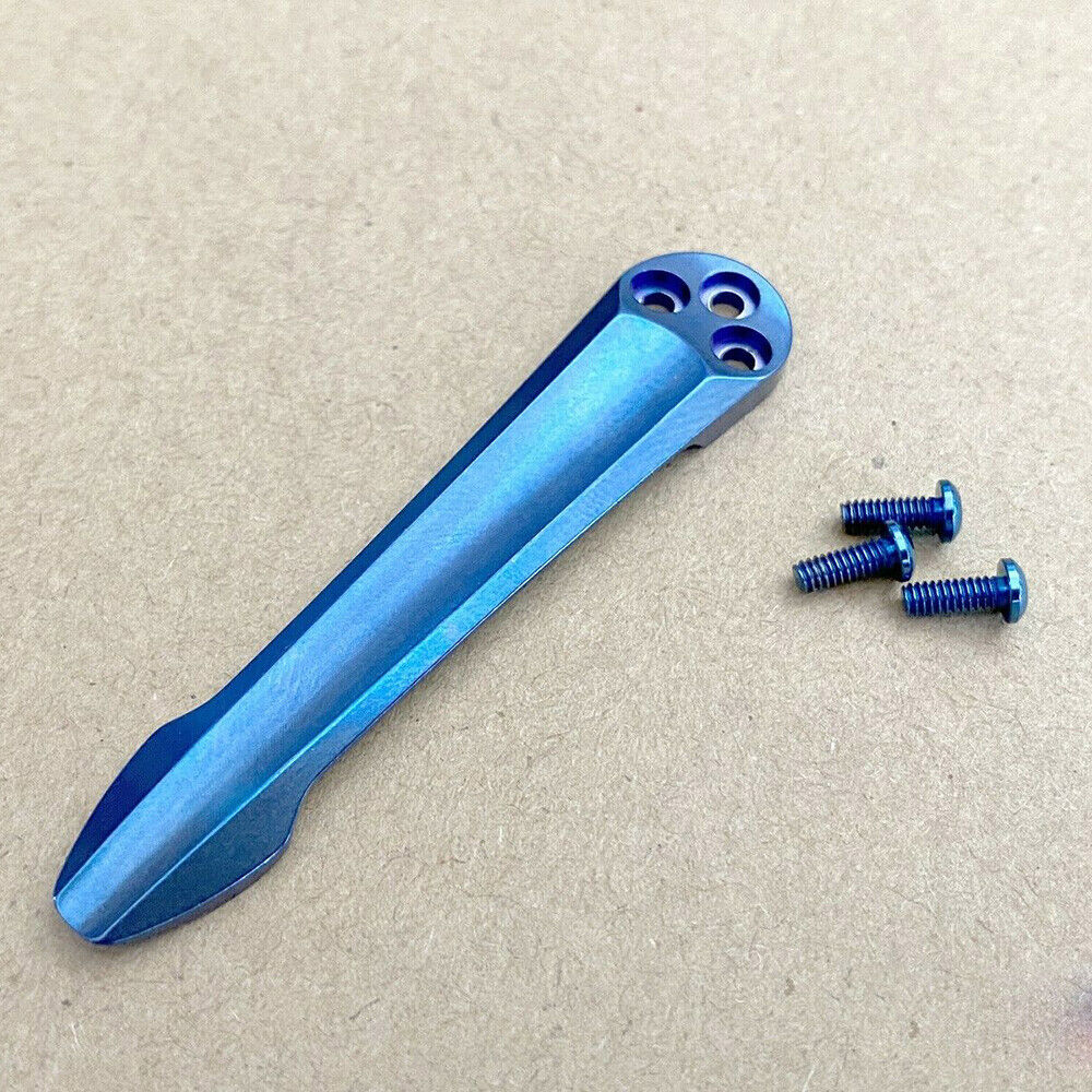 Anodized Blue Titanium Pocket Clip for Spyderco Paramilitary 2 w/ Screws USAAA