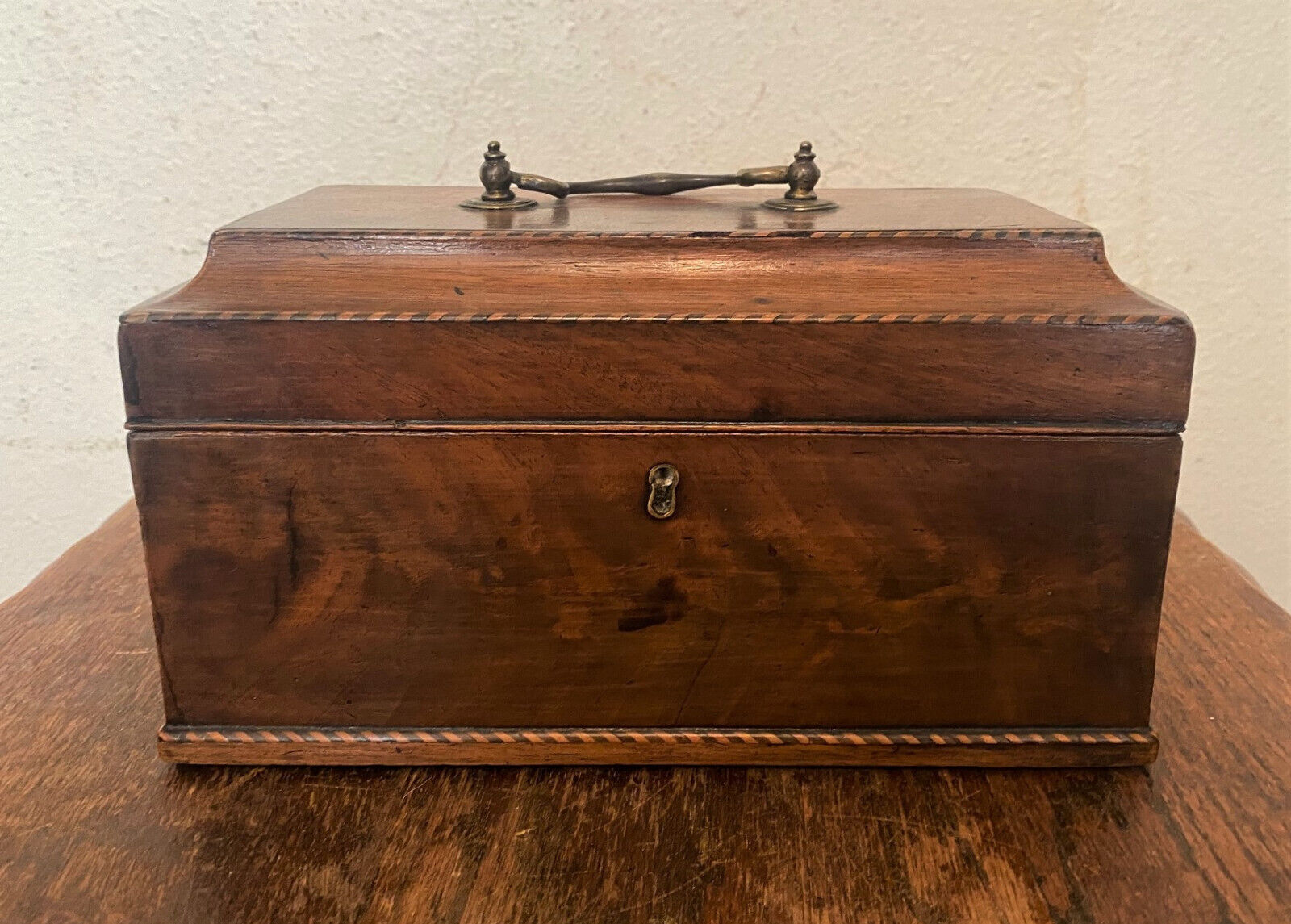 Antique 18th c English Chippendale Inlaid Mahogany Tea Caddy Trinket Box