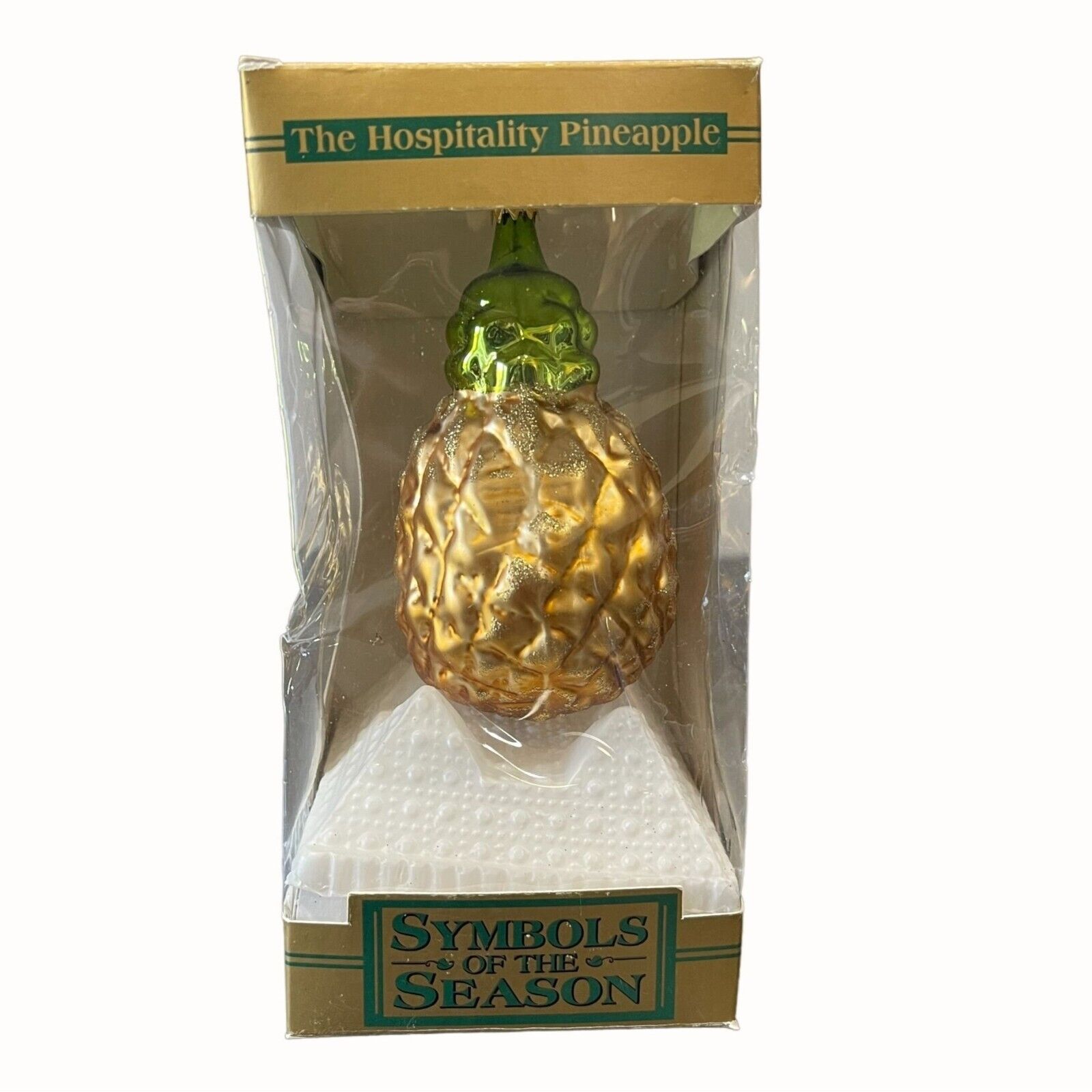 Kurt S. Adler Gold Hospitality Pineapple Glitter Glass Christmas Ornament