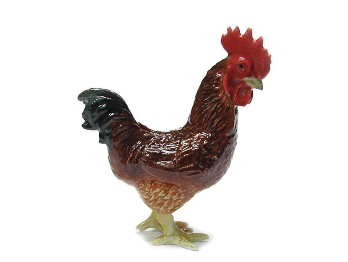 Little Critterz Rhode Island Red Rooster Hand Painted Porcelain Mini Figurine