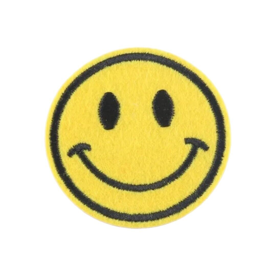 Smiley Emoji Embroidered Patch Iron On Sew On Transfer