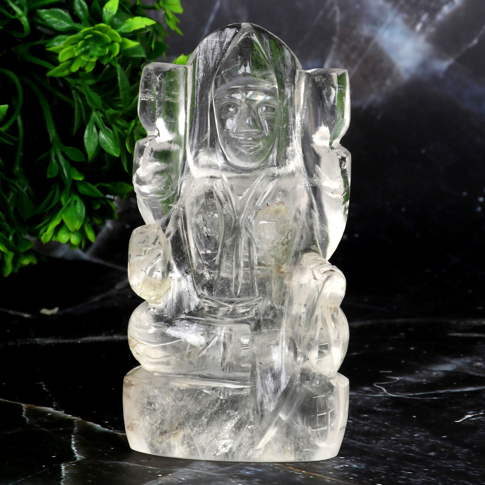 Calming Meditation Guide Buddha Statue 600 Carat Natural Quartz Hand Carved