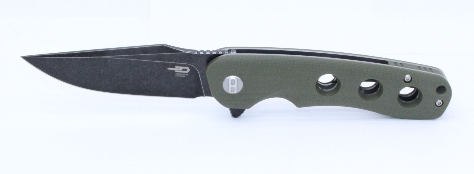Bestech Arctic Folding Knife Green G10 Handle D2 Plain Edge BLK SW BG33B-2
