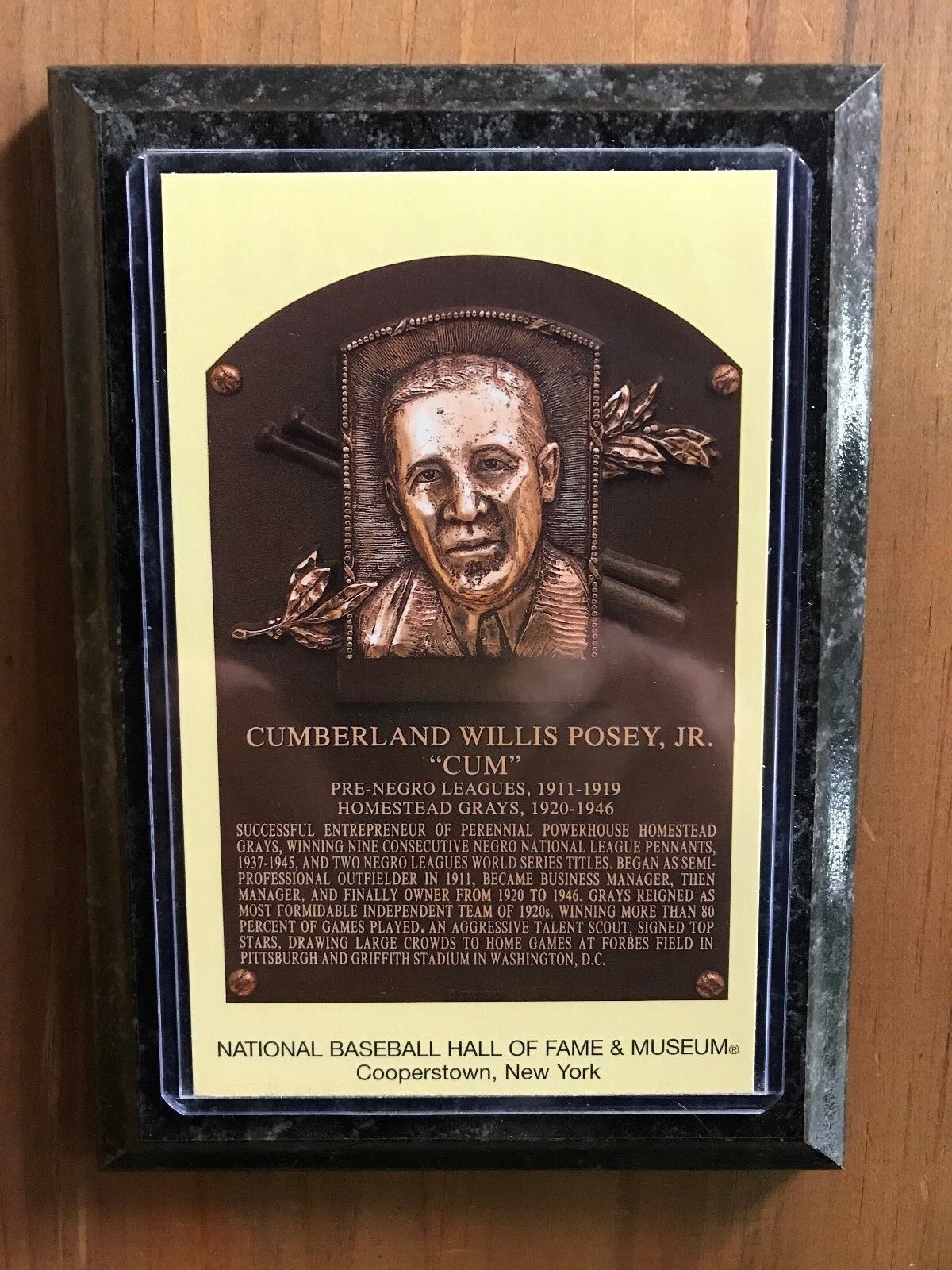 Cumberland Cum Posey- Baseball Hall of Fame Induction- Ready to Hang Wall Plaque