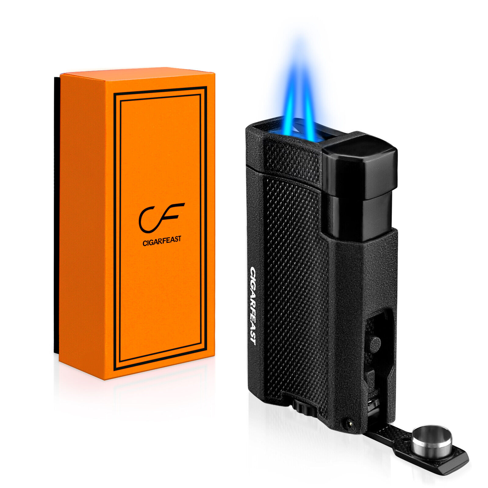 Torch Lighter Windproof Cigar Lighter Double Jet Flame Refillable Butane Lighter