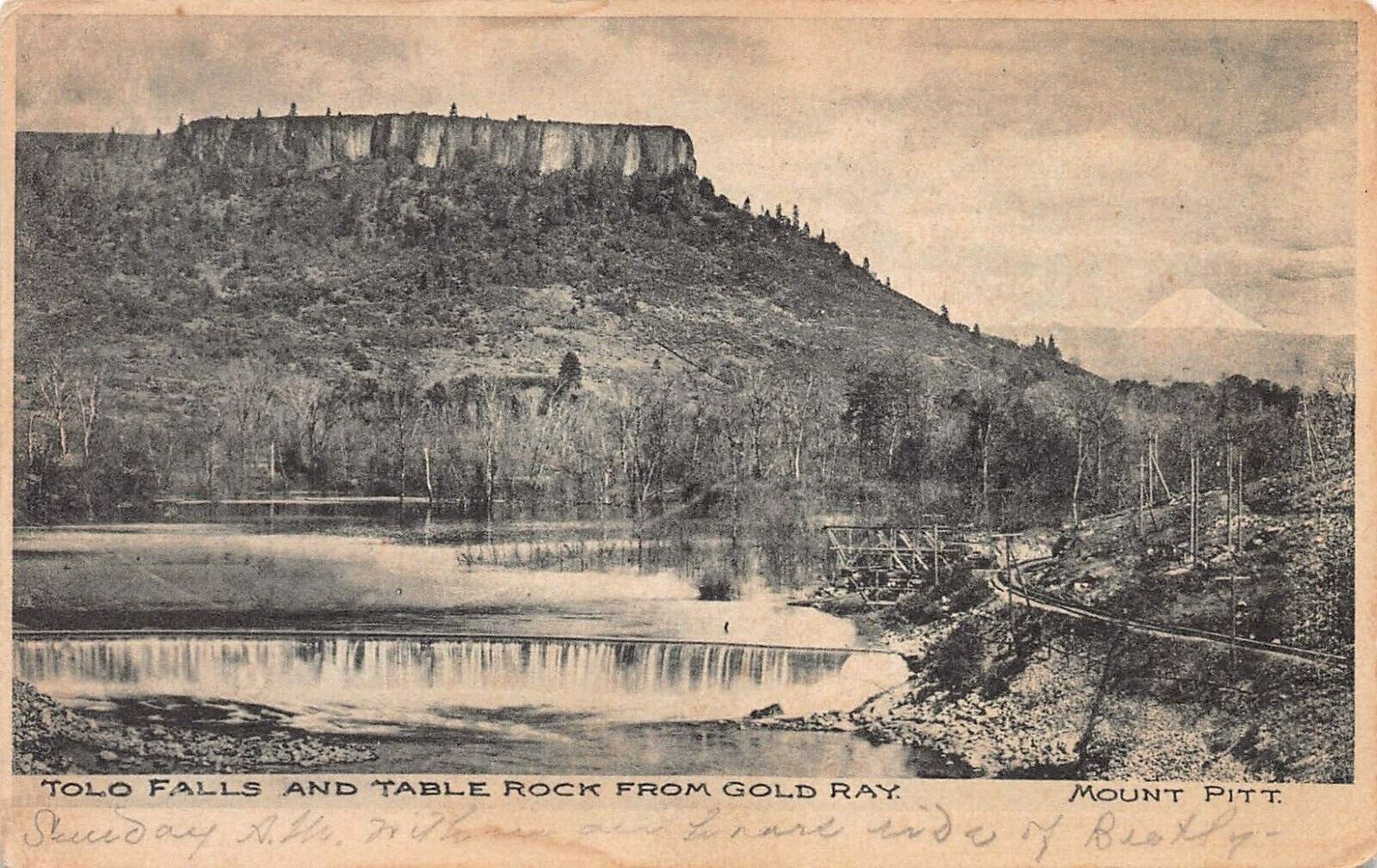 Tolo Falls & Table Rock from Gold Ray, Mt. Pitt, OR, 1906 postcard, used