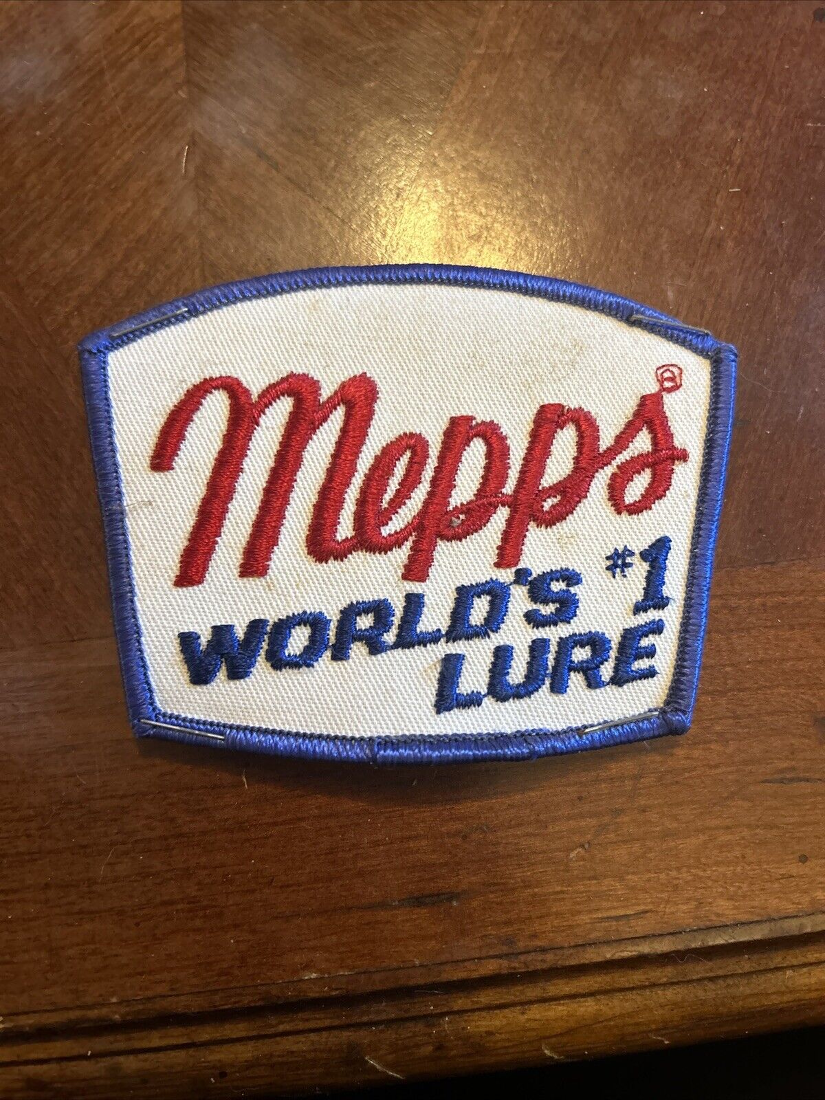 Vintage Mepps Fishing Lure Company Patch 3x4 inch