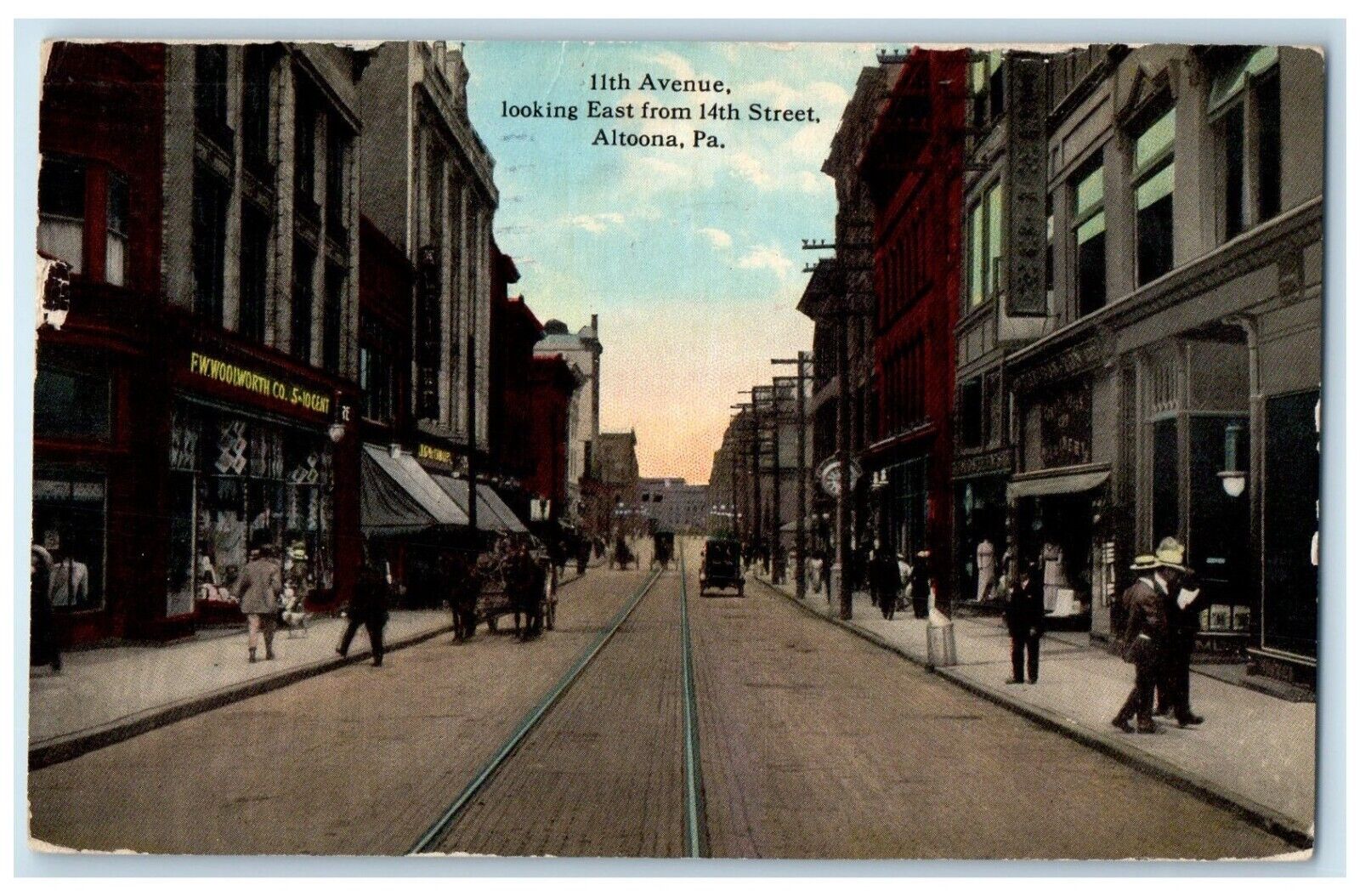 1914 11th Avenue Looking East From 14th Street Altoona Pennsylvania PA Postcard