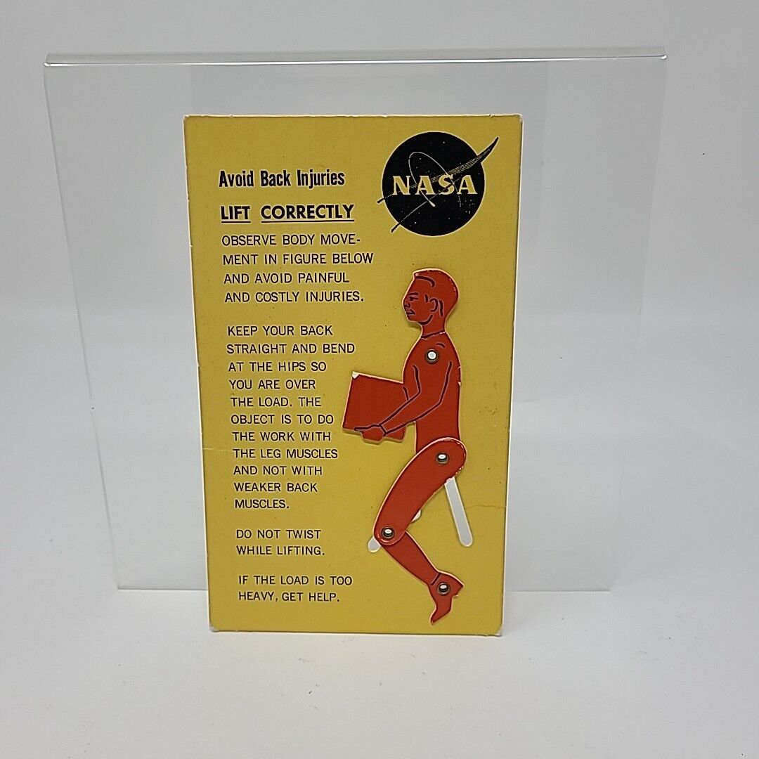 Vintage Nasa Safety Avoid Back Injuries Lift Correctly Card