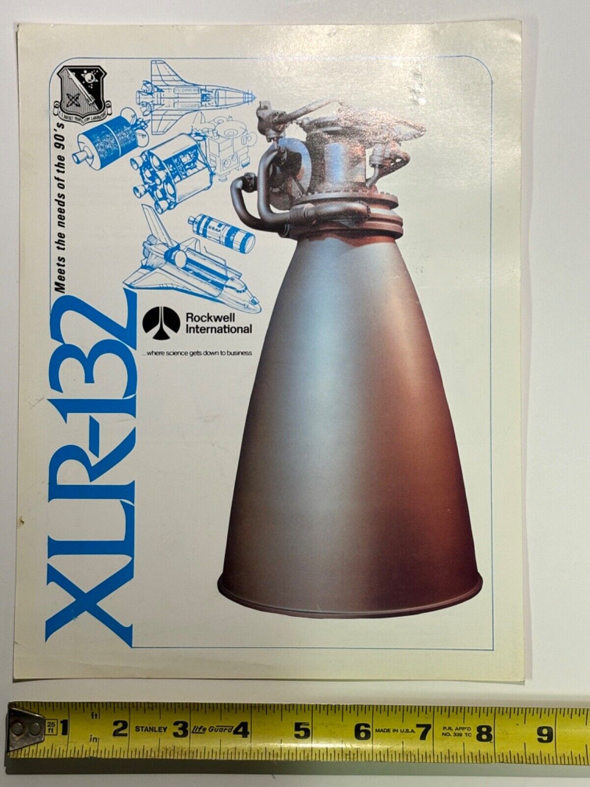 Vintage Rockwell International XLR-132 Space Shuttle Engine Print 2 Sided Rare