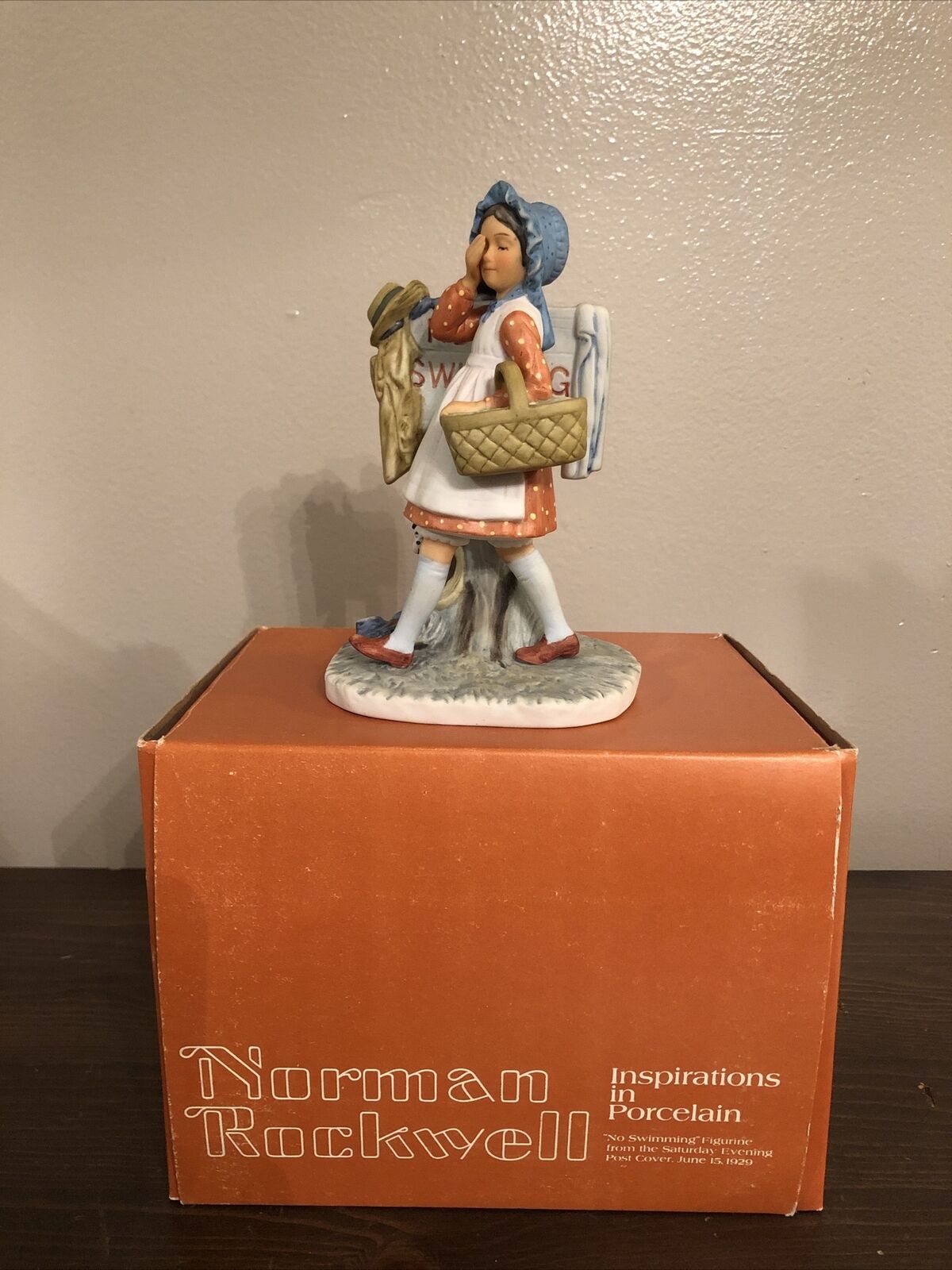 Norman Rockwell - NO SWIMMING Figurine : GORHAM 1974 : MINT Vintage / PORCELAIN