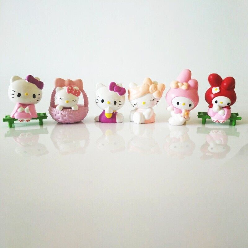 6pcs mini 3-5CM Hello kitty Anime action figure collection PVC Toys Gifts