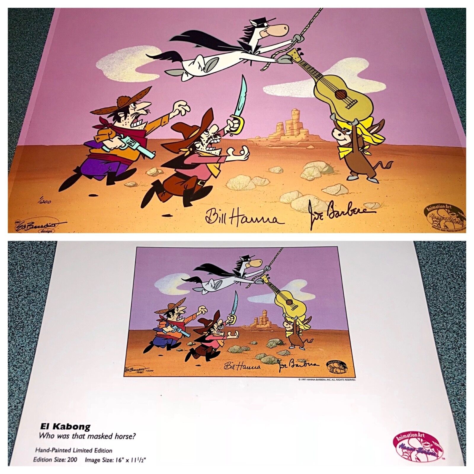 Hanna Barbera Cel Signed Quick Draw Mcgraw El Kabong Rare Number 1 Animation Art
