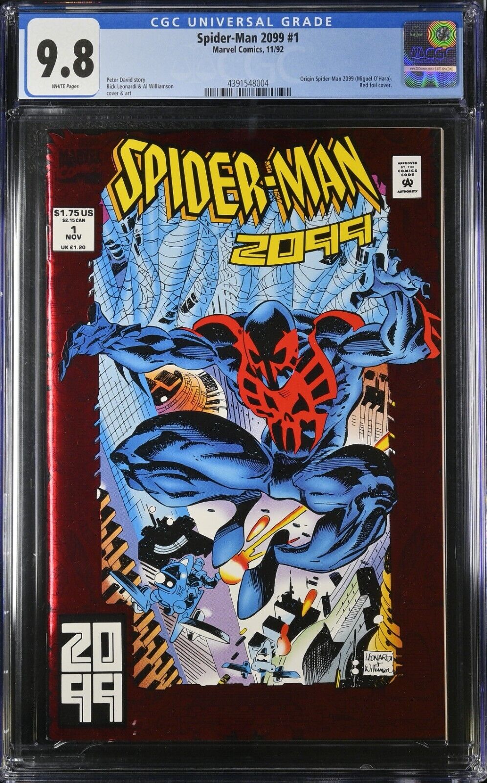 Spider-Man 2099 CGC 9.8 HOT 1st APP & Origin Red Foil NEW SLAB NO NEWTON RINGS