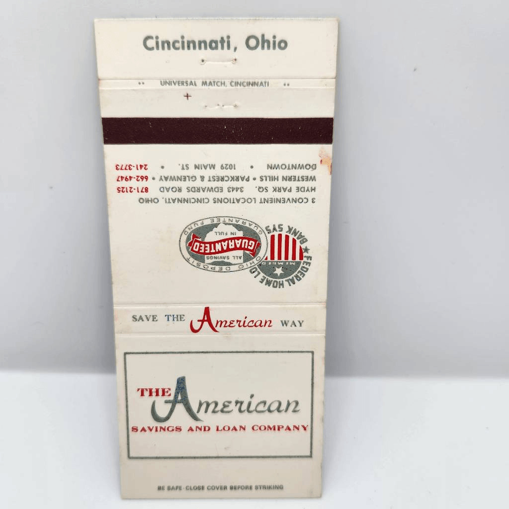 Vintage Matchcover The American Savings and Loan Co Cincinnati Ohio