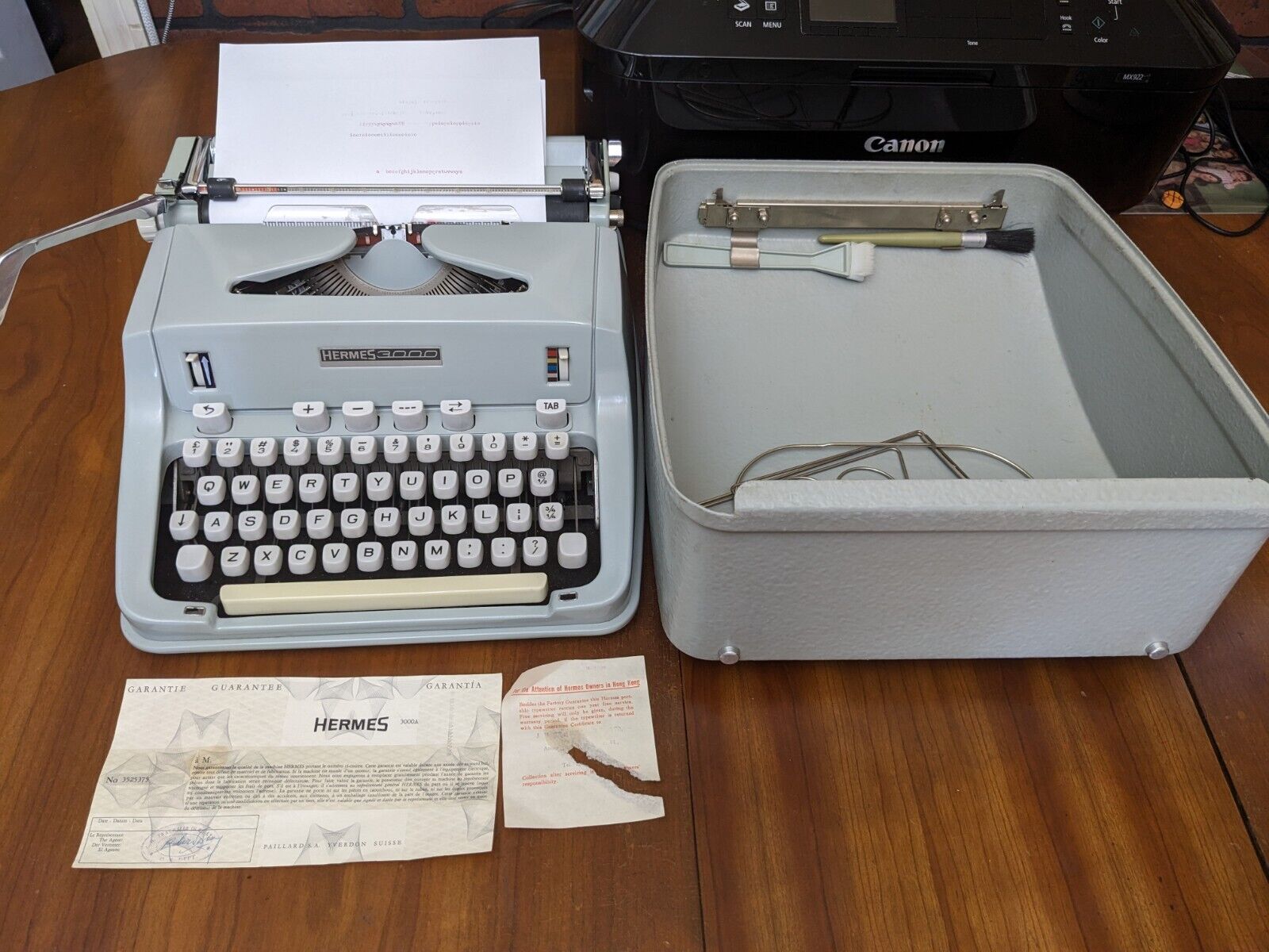 1969 Hermes 3000 Typewriter w/Director Elite Typeface SDE #3525375 Seafoam Green
