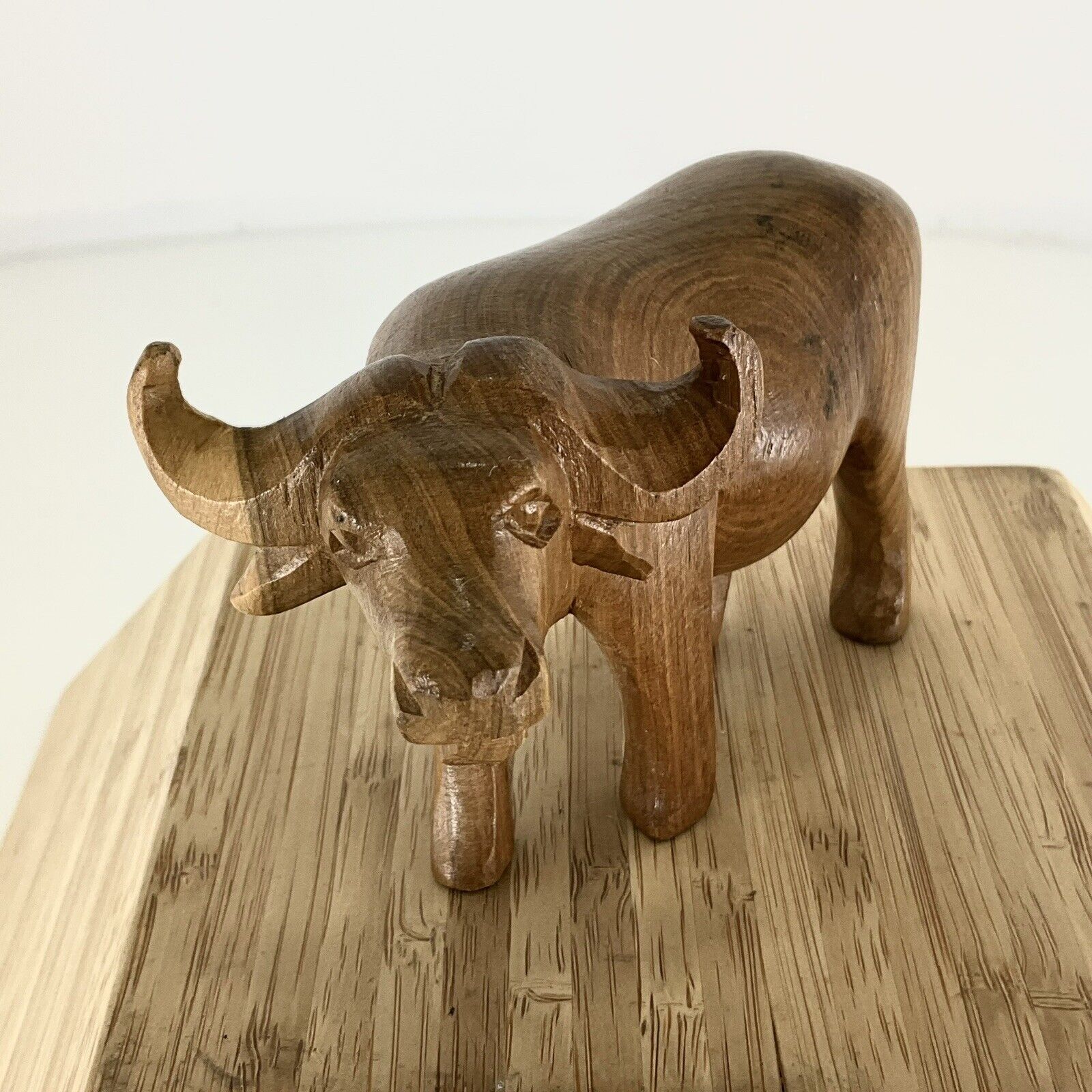 Vintage Wooden Hand Carved Water Buffalo Made In Kenya Beautifully Hand Carved.
