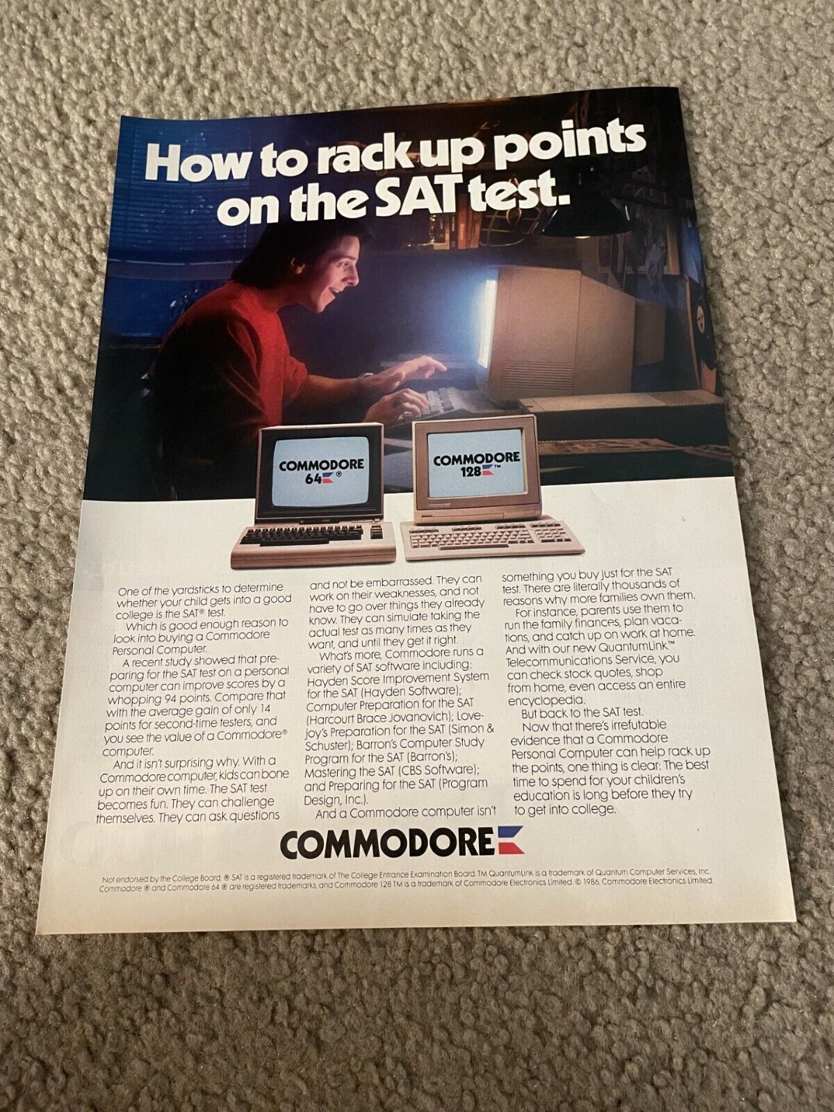 Vintage 1986 COMMODORE 64 & 128 Home Computer PC Print Ad 1980s