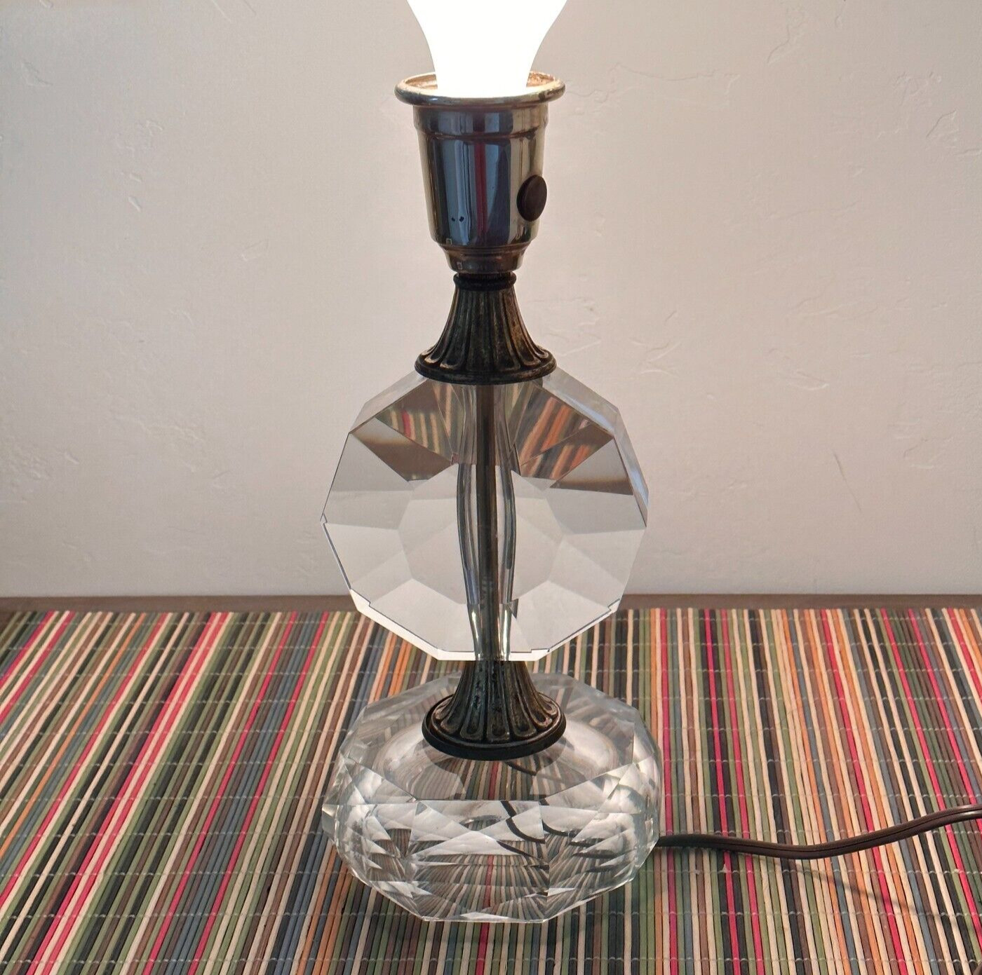 Vintage Stacked Glass Lamp  Hollywood Regency 12