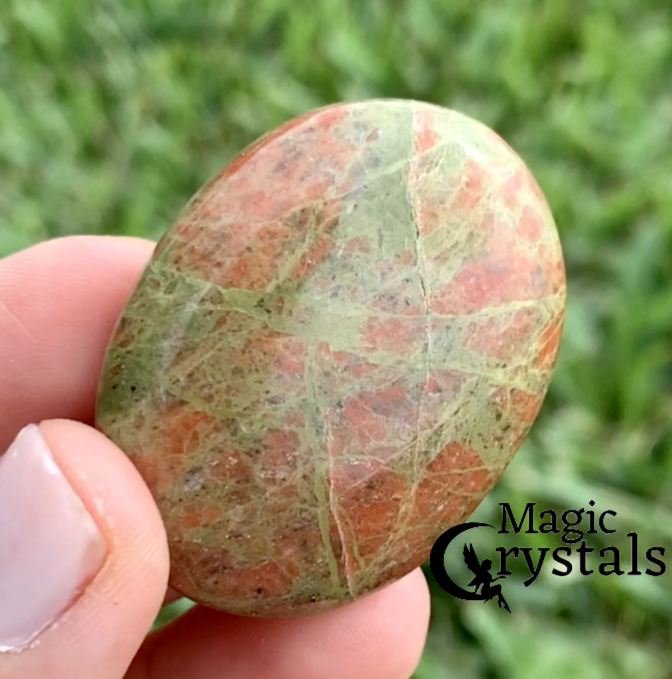 Unakite Pocket Stone (Smooth Polished natural Worry Stone Gemstone Palm Stone)