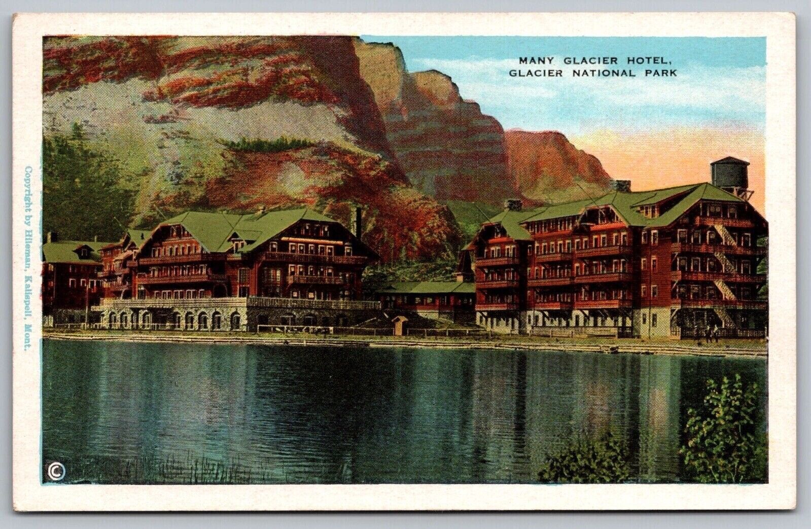 Glacier Hotel National Park Reflection Postcard