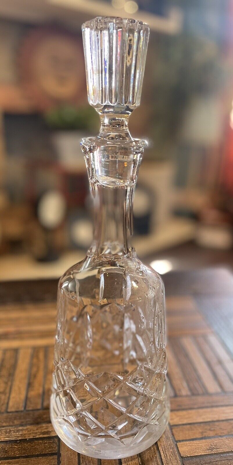 Vintage Waterford Style Crystal Tall Carafe Decanter With Stopper So Cool Retro