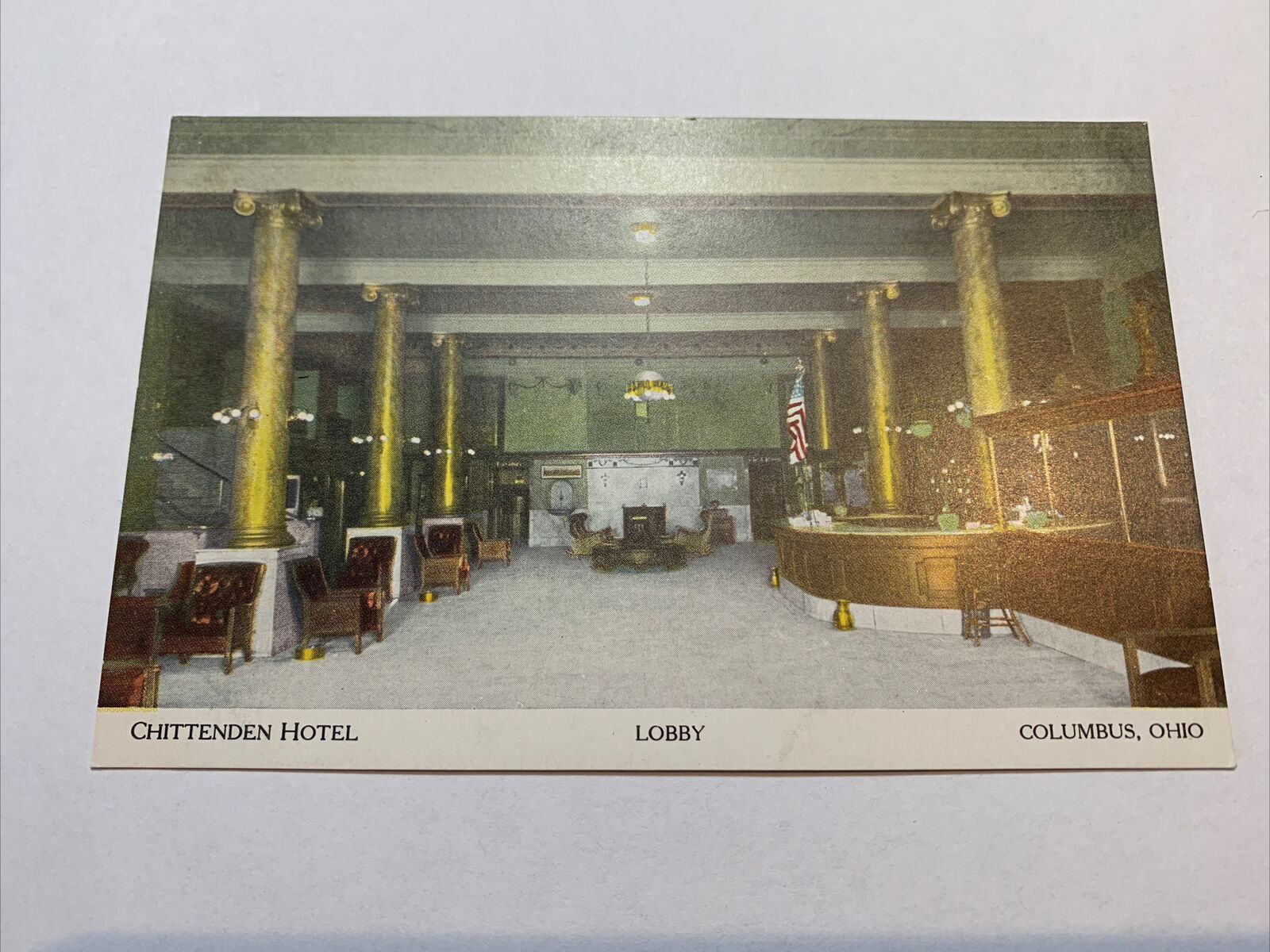 vintage COLUMBUS, OHIO OH - CHITTENDEN HOTEL  LOBBY Postcard