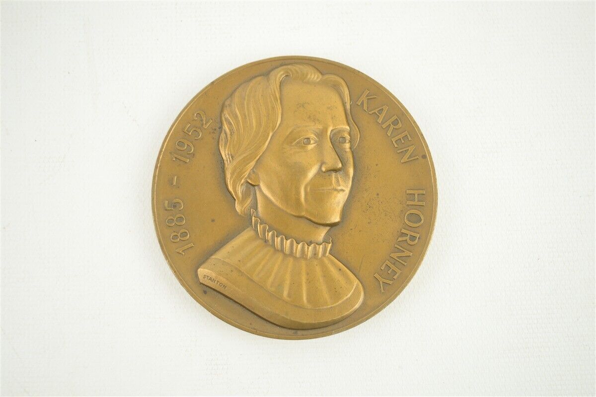 Vintage 1952 Abbott Labs Karen Horney Commemorative Bronze Medallion Psychiatry 