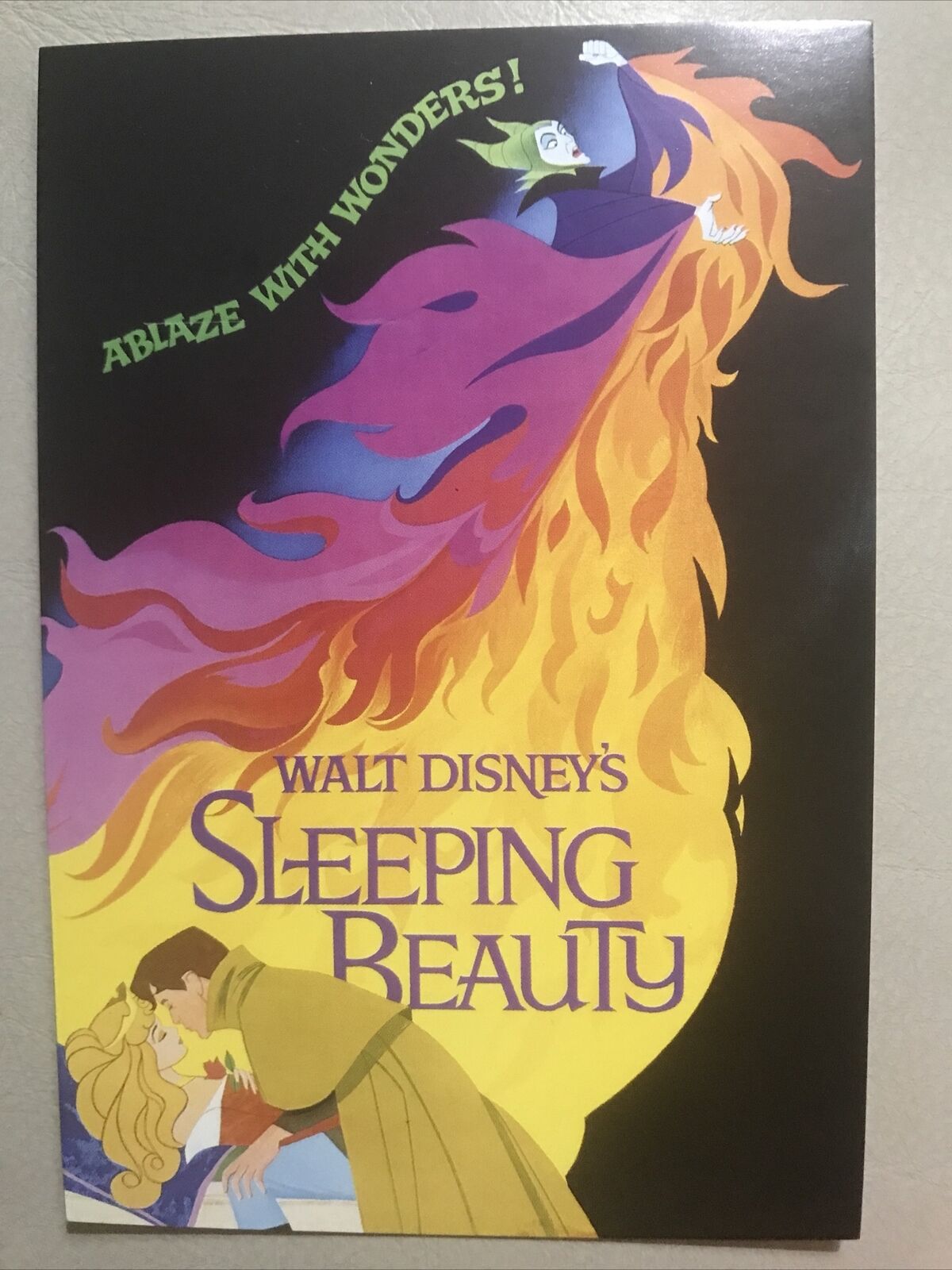 POSTCARD ART OF DISNEY, MOVIE POSTER FEATURES SLEEPING BEAUTY 1970 RE-RELEASE #1