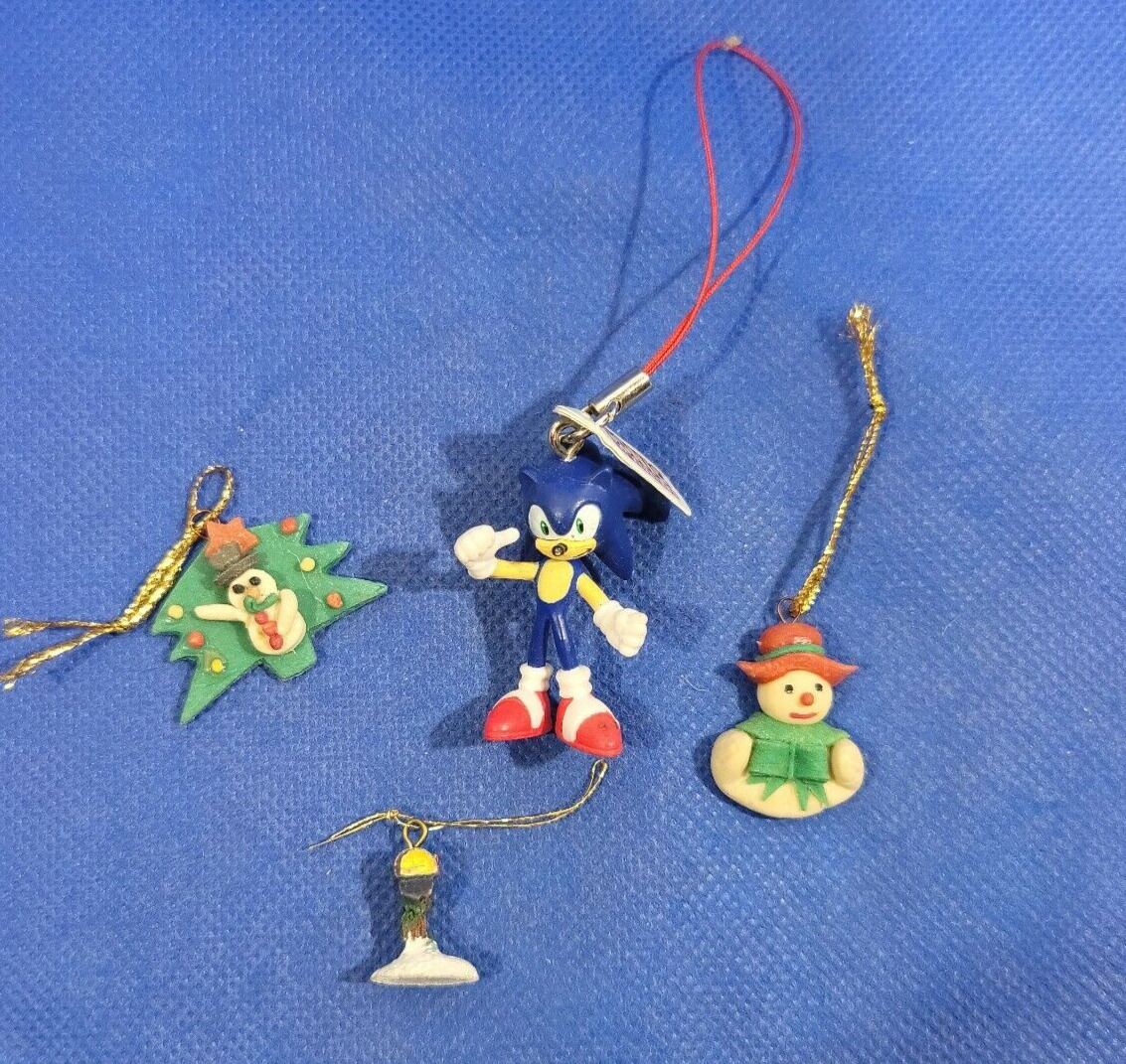 Snowman Mailbox Sonic Miniature Christmas tree Ornament Décor Lot Of 4