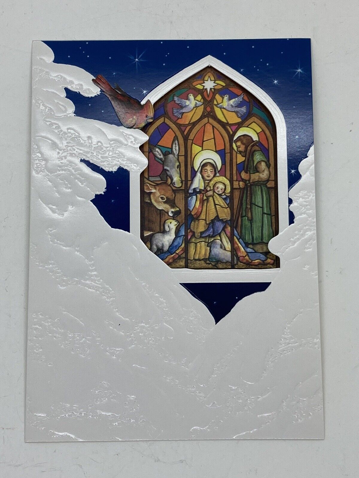 Vintage Holiday Baby Jesus Birth Open Window Christmas Greeting Card 5x7” P1