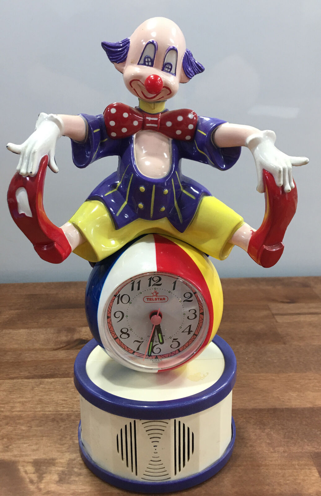 1960’s  - Circus Clown Talking Quartz Alarm Clock -Alarm On/off Nose -Taiwan