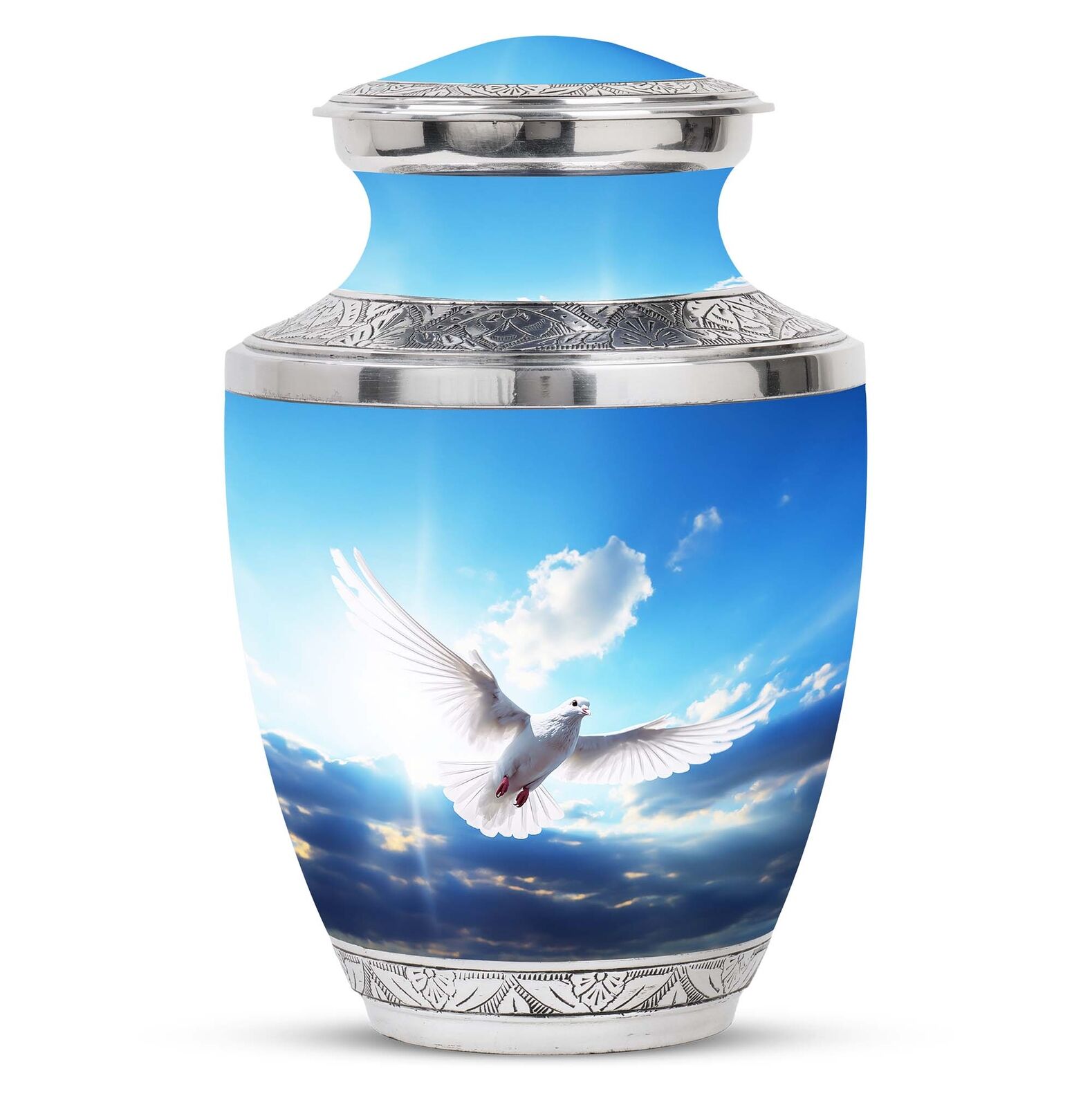 Dove of Peace Soaring Celestial Skies Large Perfect Memorials Urns For Ashes