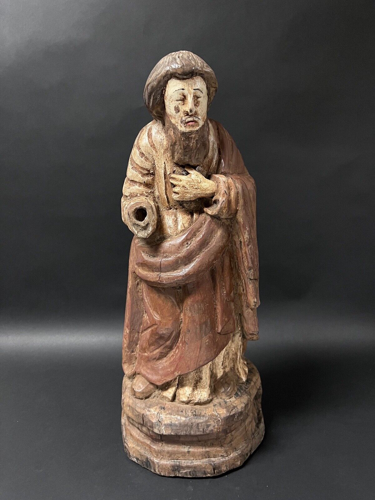CARVED WOOD RELIGIOUS SAINT PAUL STATUE 