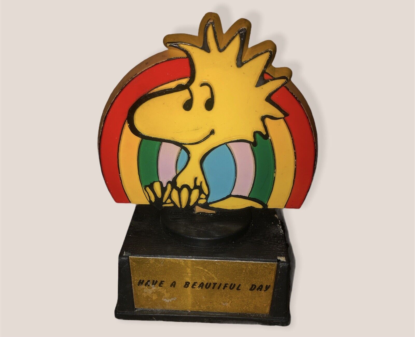 Peanuts Woodstock & Rainbow “Have A Beautiful Day” Vintage Trophy By Aviva