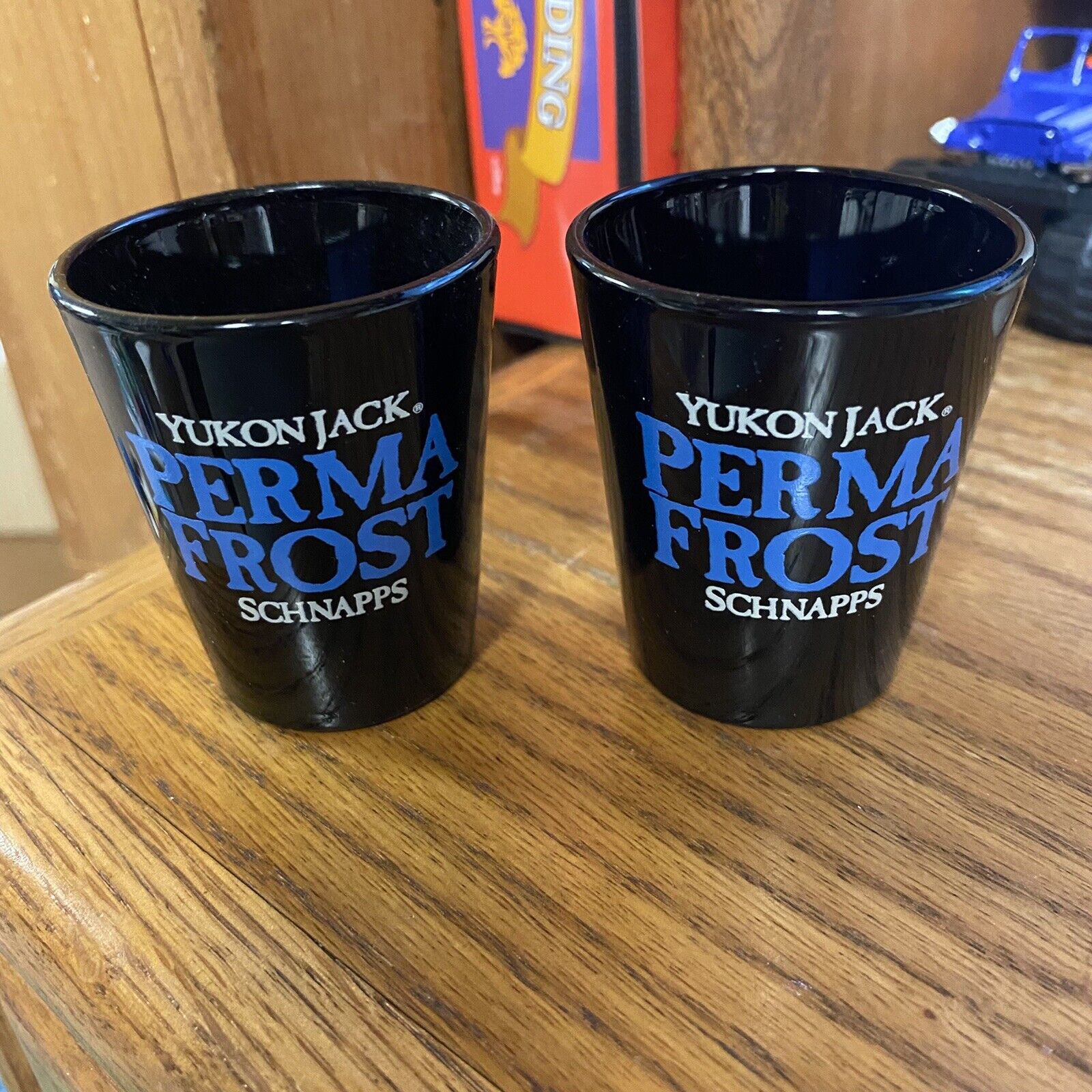 2 Yukon Jack Perma Frost Schnapps Shot Glass Pair Glasses Libbey