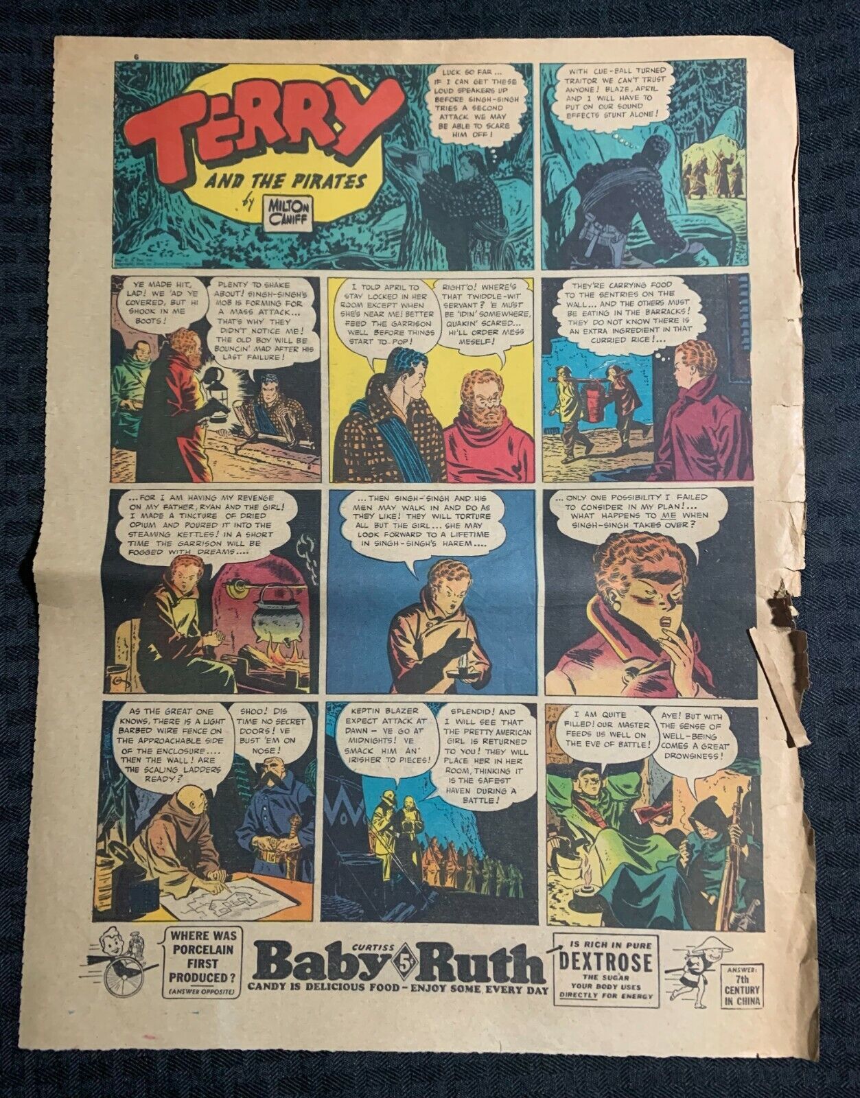 1940 2/11/40 TERRY AND THE PIRATES Milton Caniff 11x15\