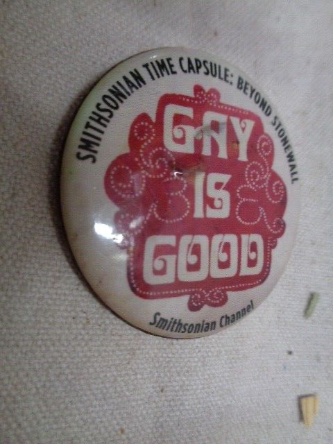 Vintage pinback button Stonewall NYC gay rights Smithsonian Channel AS IS shape