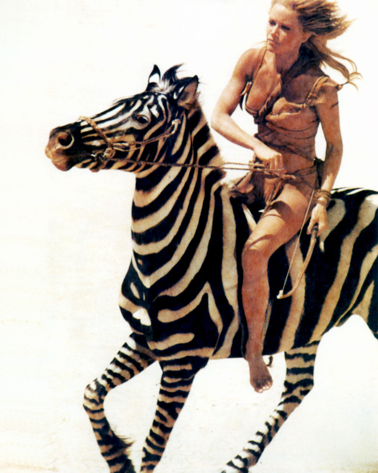 Tanya Roberts as Sheena Queen of the Jungle riding wild zebra 8x10 photo