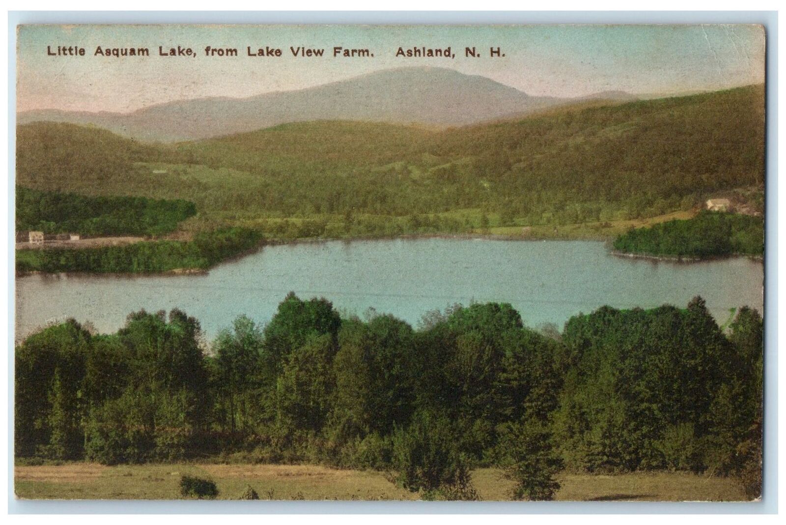 1923 Little Asquam Lake From Lake View Farm Ashland New Hampshire NH Postcard