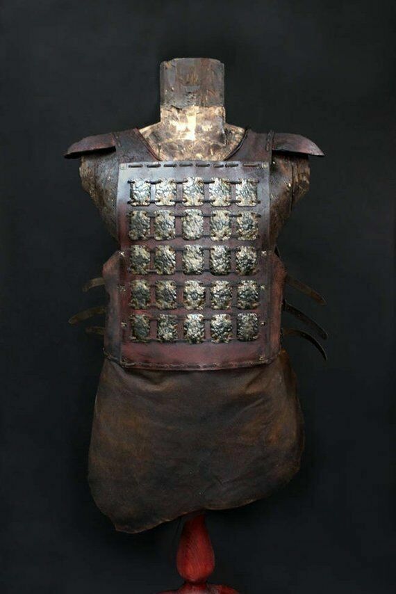Viking Leather Cuirass with Beaten metal Leather Body Armour Cosplay Costume SCA