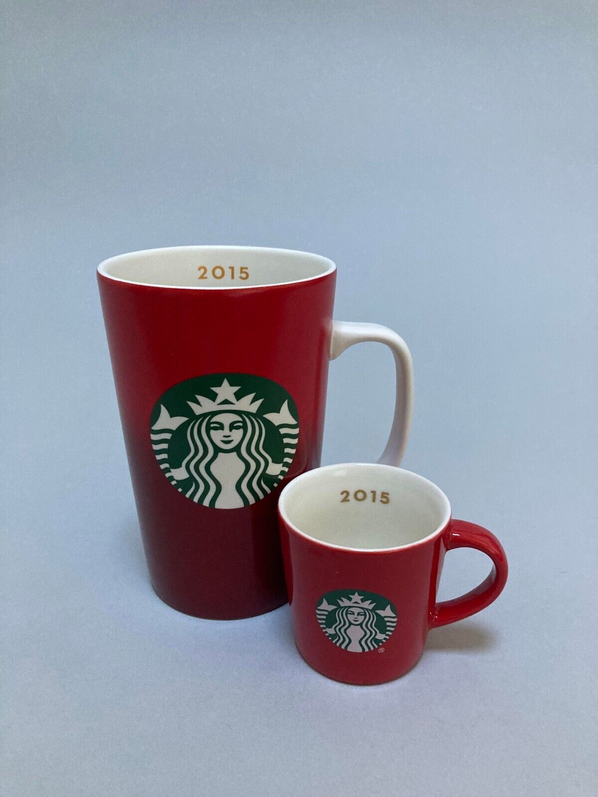 Starbucks Christmas Holiday Theme 16 oz Tall Red 2015 & 3 oz demitasse
