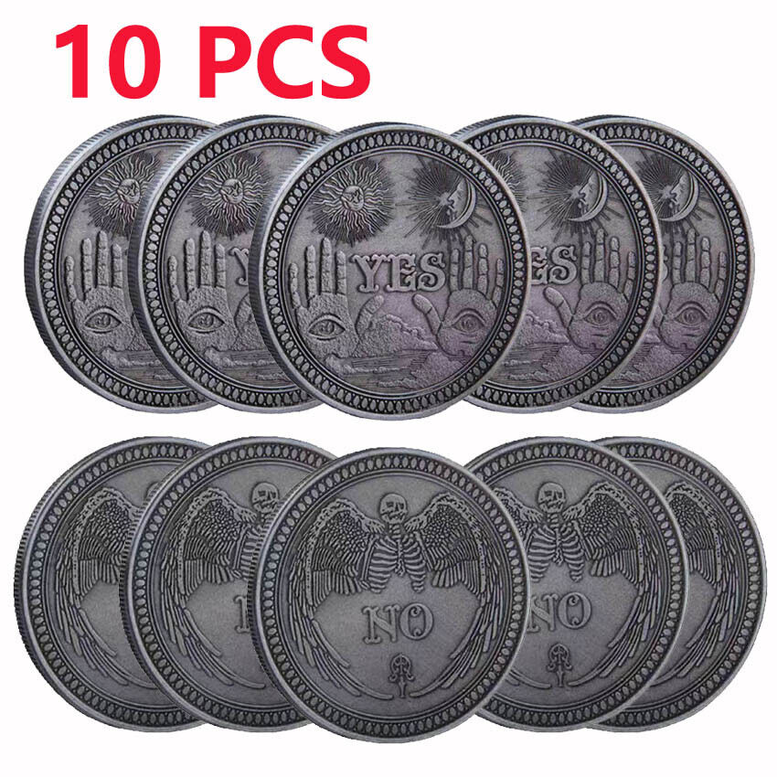 10PCS All Seeing Eye or Death Angel Decision Coin Yes/No Ouija Gothic Prediction