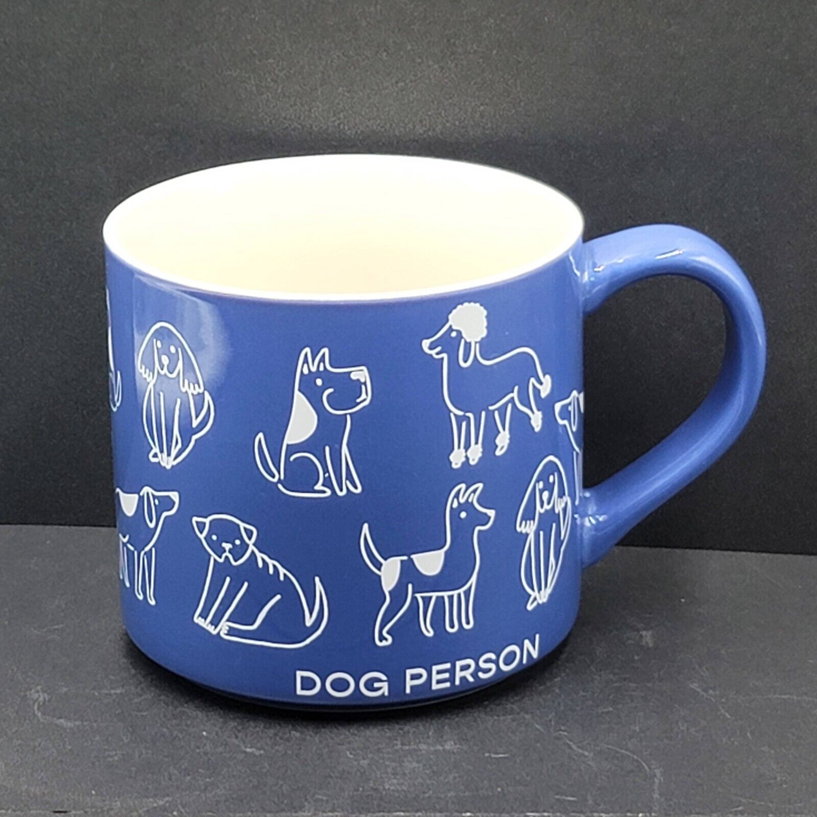 DOG PERSON Coffee Tea Mug Blue by PARKER LANE 16 oz Large Stoneware Cup NEW