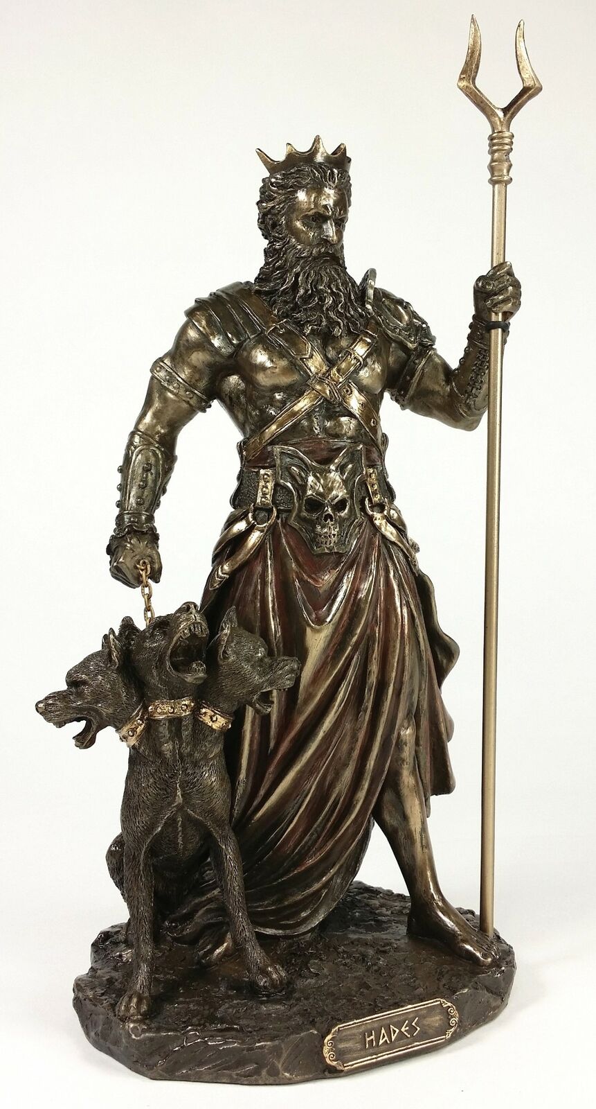 HADES Standing With CERBERUS Greek Mythology Underworld God Statue Bronze Color