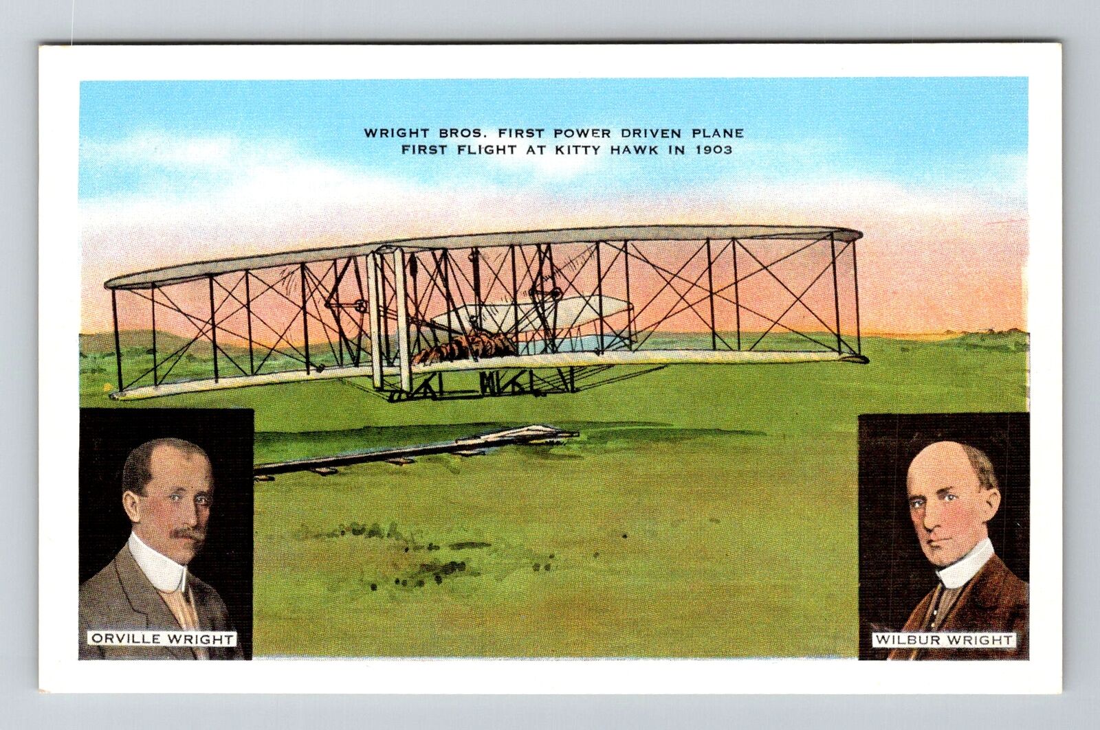 Dayton OH-Ohio, Wright Bros First Power Driven Plane, Vintage Postcard